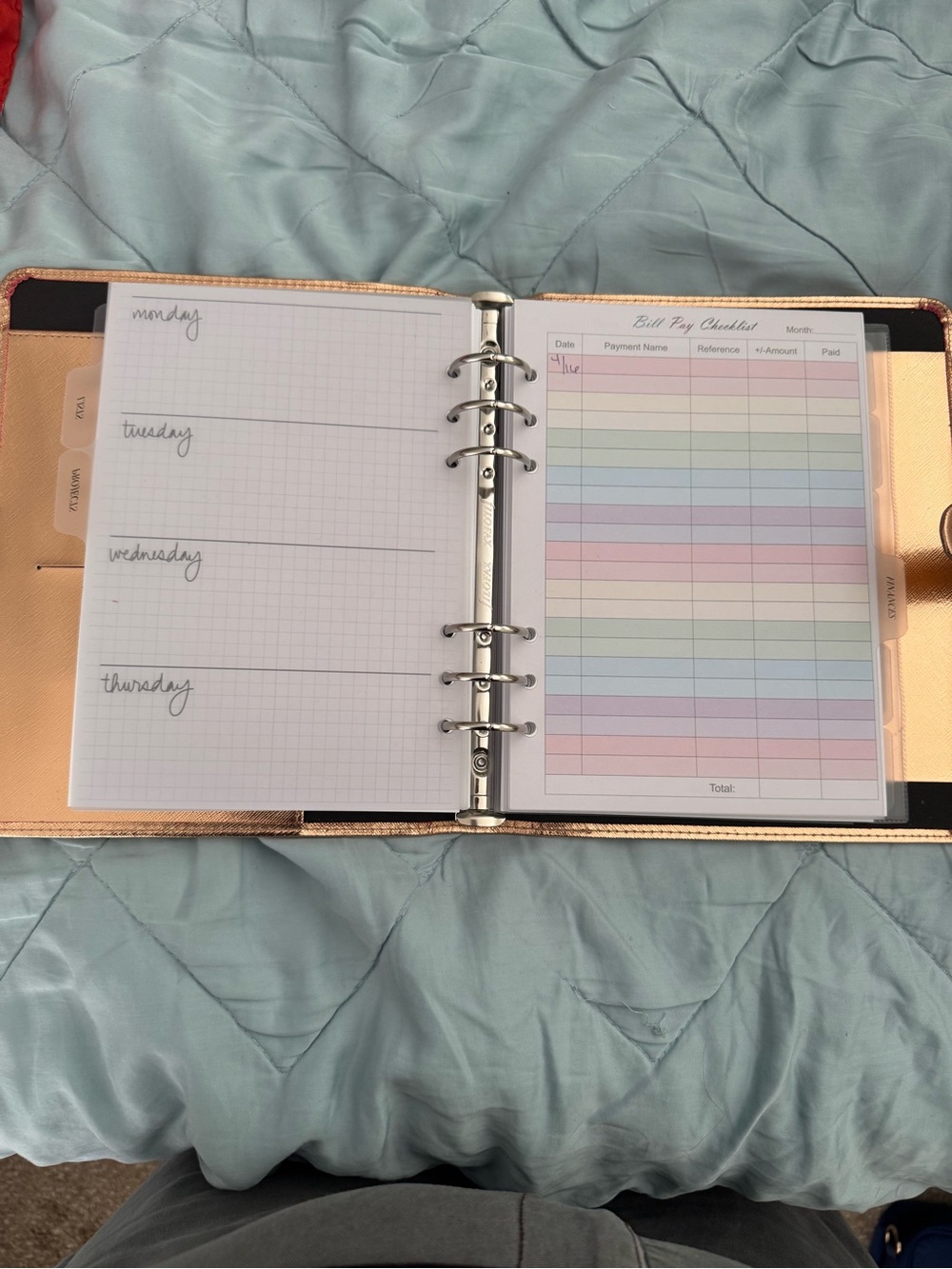 filoFAX Rose Gold Personal Planner Binder with Weekly & Budget Inserts
